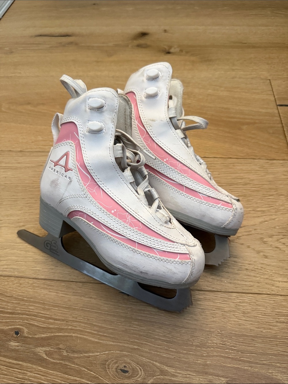 Girl White and Pink Kids Figure Ice Skates